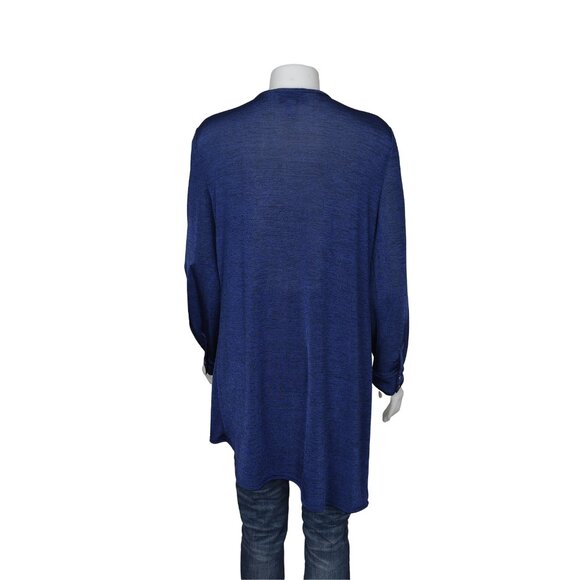 Joseph Ribkoff Royal Blue Zipper Front Blouse Tunic Top Asymmetrical Size 12 - Picture 6 of 9